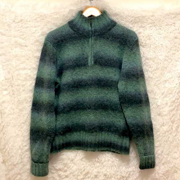 EXOFFICIO Women’s 1/4 Zip Turtleneck Sweater Stripe Mohair Blend Size XL - Picture 1 of 5